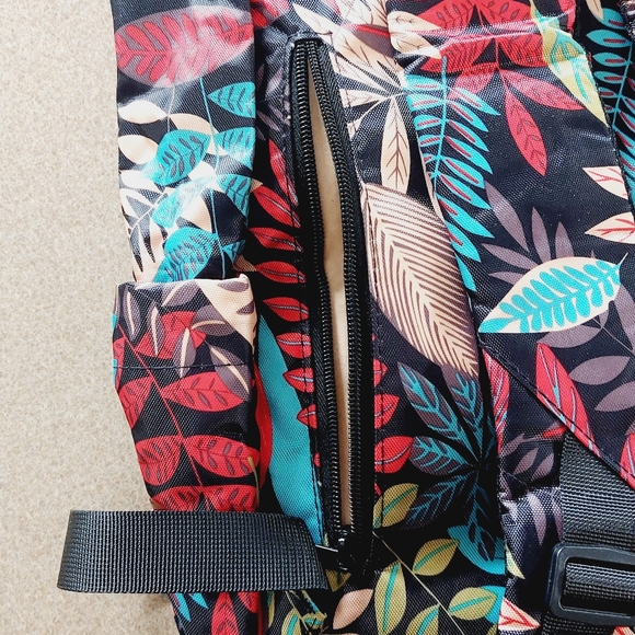 Tropical Leaves Drawstring Backpack Colorful Day Bag - Picture 3 of 13